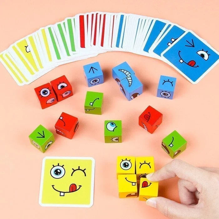 FlipFace™ Juego interactivo para padres e hijos Cubo mágico que cambia de cara Bloques de construcción